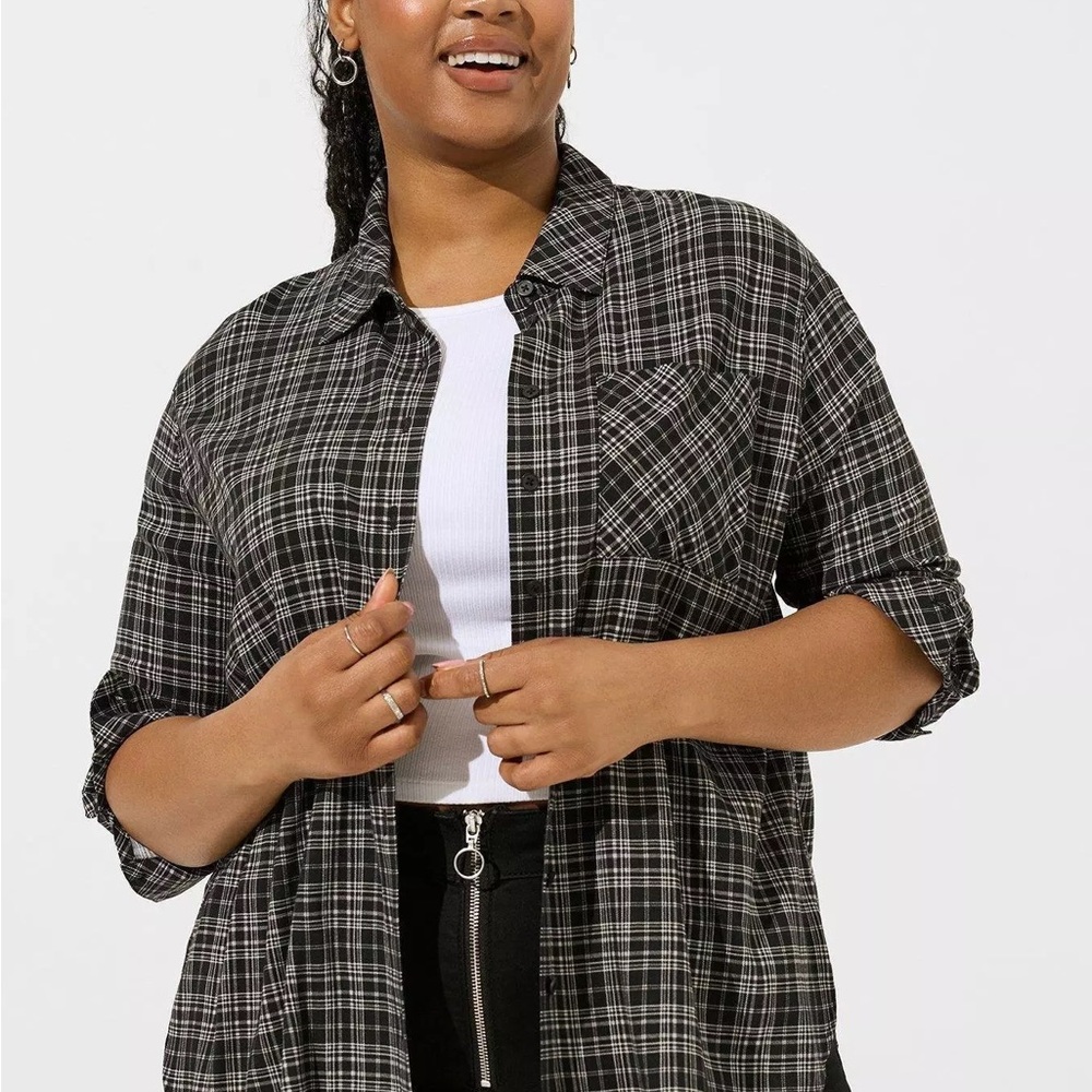 Torrid Drop Shoulder Button Front Shirt